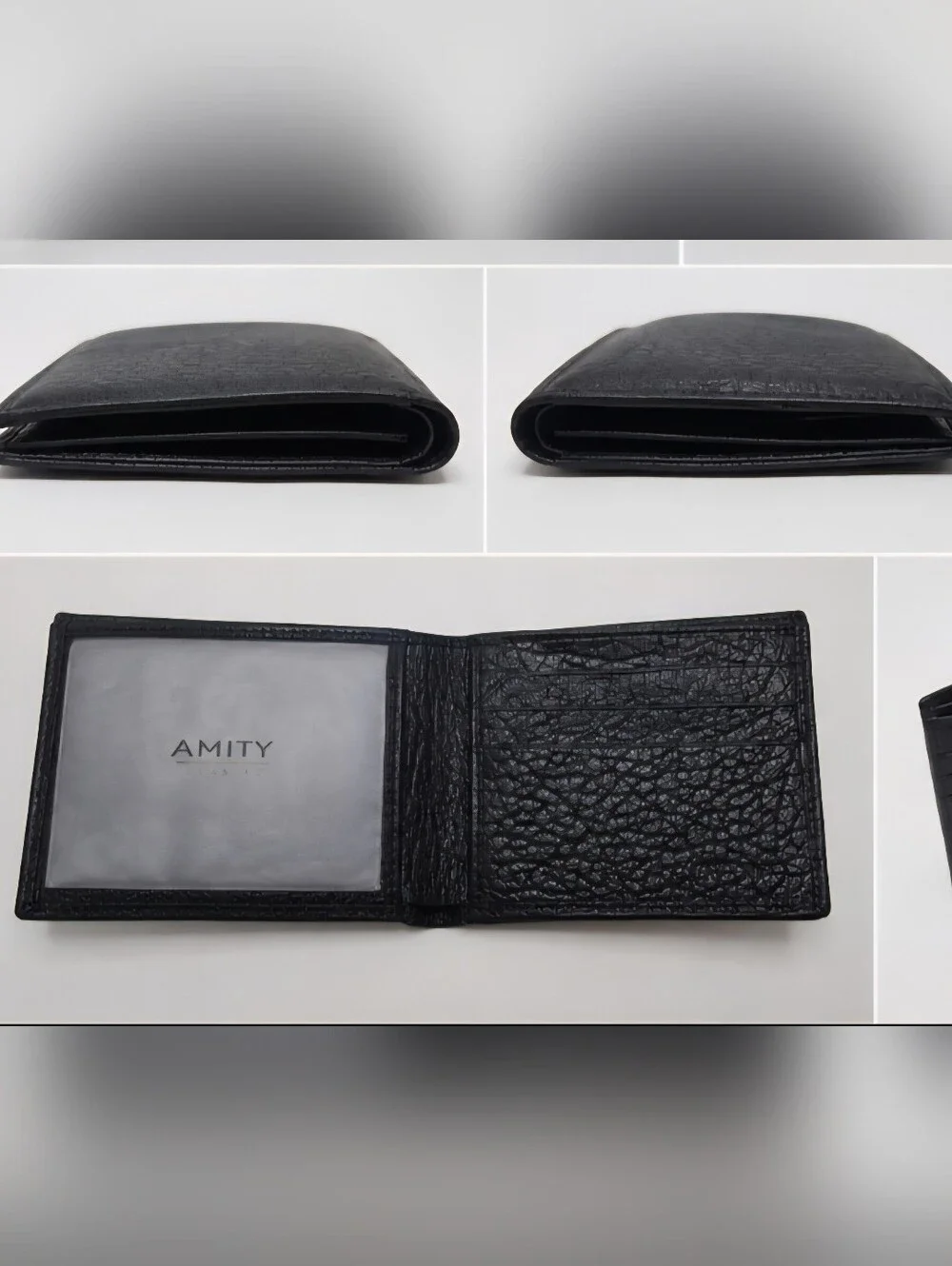 Ami Black Textured Leather Bifold Card & Key Holder